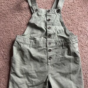 Girl’s Green Button-Up Overalls